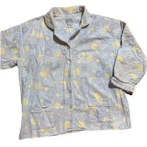 Lanz Of Salzburg Celestial Moon and Stars Flannel Pajama Set‎ Blue Large 2 Piece thumbnail 6