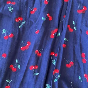 Y2k cherry fruit print mini dress navy blue summer sundress XS thumbnail 4