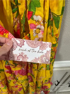 NWT Band Of The Free- Free People Yellow Floral Tie-Front Maxi Dress thumbnail 5