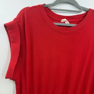 Daily Practice Anthropologie Red Ribbed Drawstring Mini Dress M Pockets thumbnail 2