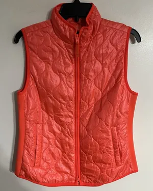 J‎ Crew Vest Women's Small Pink Full Zip Inner Pockets Coral Puffer Sleeveless thumbnail 1