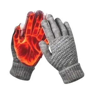 Unisex Thermal Warm Thick Plush Lined Touchscreen‎ Gray Gloves NEW Winter OS thumbnail 1