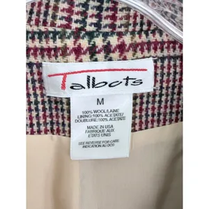 Vintage Talbots Blazer Red Plaid 100% Wool Two Button Jacket Size M thumbnail 4