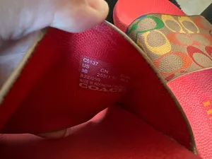 Coach Udele Slide Sandals Rainbow Canvas Multi Pop Red thumbnail 11