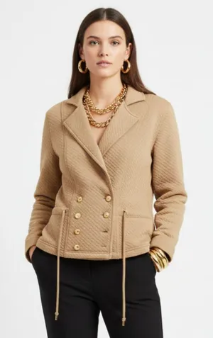 Regina Porter Brown Vintage Quilted Double Breast Long Sleeve Button Jacket S thumbnail 1