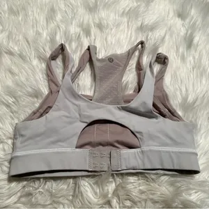 Lululemon Women's Size 8 Glide and Stride Bra Light Gray Mauve Mesh Polka Dots thumbnail 4