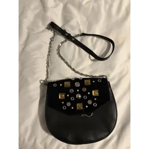 Louise et Cie Crossbody Bag Women Small‎ Black Leather Suede Embellished Studded thumbnail 2