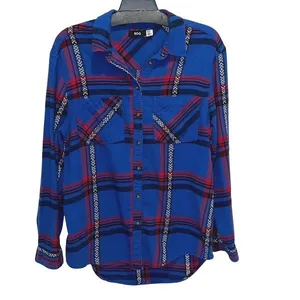 BDG Womens Flannel Long Sleeve Button Down Shirt Blue‎ Red Size Medium thumbnail 2