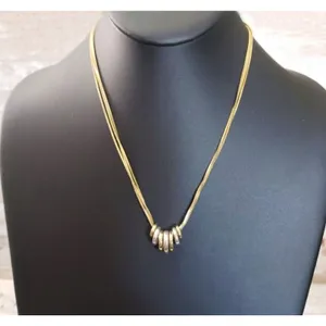 Vintage Necklace Gold Tone & Silver Tone Small Rings thumbnail 1