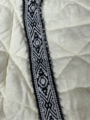 POL Cream Quilted Embroidered Jacket in Ivory Like New Bohemian Sz L thumbnail 7