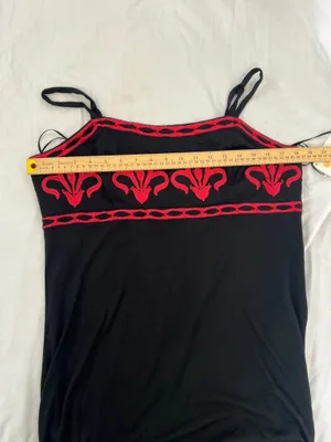 INC International Concepts Black Maxi Dress with red Embroidery size L thumbnail 8