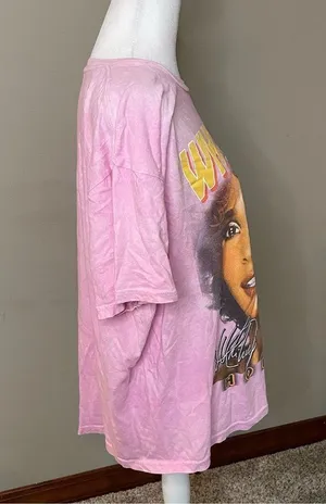 Whitney Houston Pink Short Sleeve Graphic Tee 1X thumbnail 3