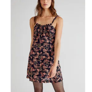 Free People Made Ya Look Sparkle Black Printed Mini Dress Size: Large thumbnail 2