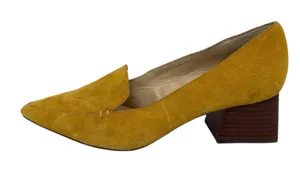 Sole Society Mustard Suede Leather Pointed Toe Block Heel Slip On Pumps Shoes 10 thumbnail 1