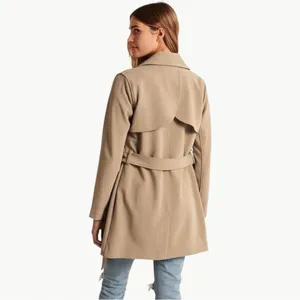Abercrombie Drapey Double Breasted Belted Long Trench Coat | Sz Small | Tan thumbnail 4
