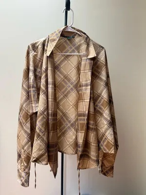 ☀️Ralph Lauren Plaid Button-Up Shirt in Tan and Brown thumbnail 2