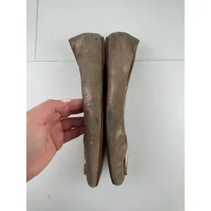 COACH Metallic Bronze‎ Leather Ballet Flats With Circle Logo Accent Women Size 8 thumbnail 5