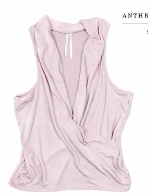Anthropologie Size M Blush Pink Draped Sleeveless Top Soft Knit Faux Wrap thumbnail 1
