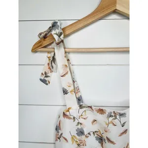Princess Polly Ivory Floral Print Tie Shoulder Ruffled Hem Sleeveless Mini Dress Size 6 thumbnail 5