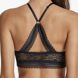 Victoria’s Secret Black High Neck Floral Lace Bralette Bra Size Small thumbnail 4