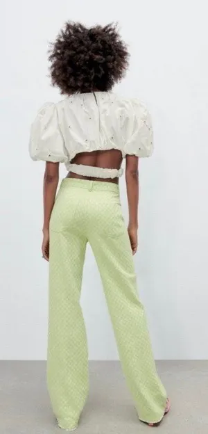 ZARA // GINGHAM STRAIGHT LEG PANTS thumbnail 3