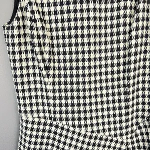 Lauren Ralph Lauren Houndstooth Faux Wrap Dress 4 Black White leather trim thumbnail 3