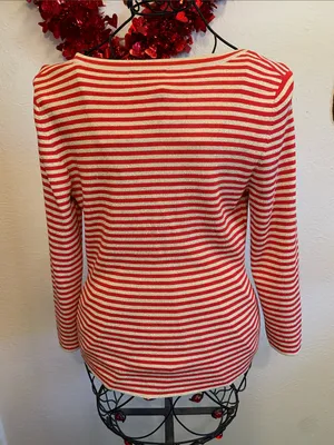 🚨🚨🚨BOGOHO🚨🚨🚨Boston Proper Striped Lace-Up Top - Red & Gold Shimmer-M thumbnail 11