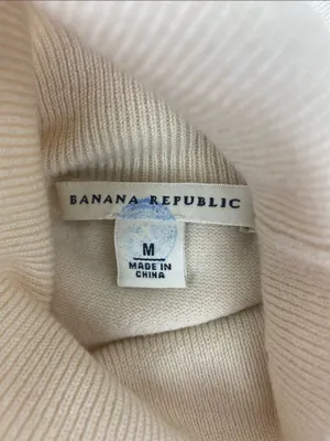 Banana Republic Silk Cashmere Blend Ivory Cream Long Sleeve Turtleneck Sweater M thumbnail 4