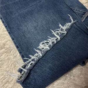 Zara‎ Blue Medium Wash Women’s Wide Leg Raw Hem Jeans Size 8 thumbnail 12