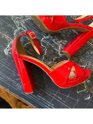 Wild Dive Red Ankle‑Strap Chunky Heels – Size 8 thumbnail 5