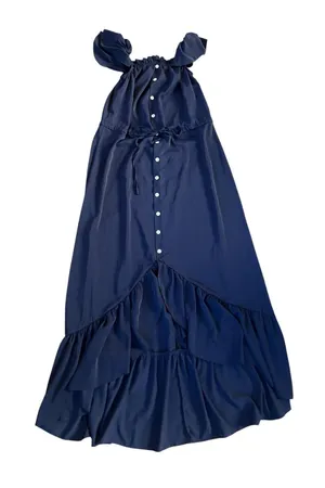 Stunning Navy Blue Maxi Dress with Ruffle Hem thumbnail 1