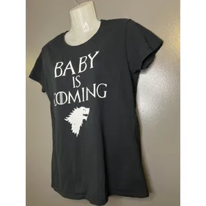 Game Of Thrones Baby Is Coming Graphic Tee Gildan Shirt Womens Medium Black thumbnail 4