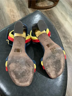 Tory Burch Multicolor Strappy Block Heel PUFFED UP SANDAL Size 7 thumbnail 4