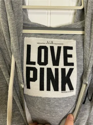 Victoria's Secret PINK Gray Lightweight Zip-Up Hoodie Size Large thumbnail 4
