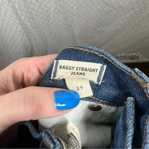 Madewell Dark Wash‎ High Rise Baggy Straight Jeans thumbnail 6