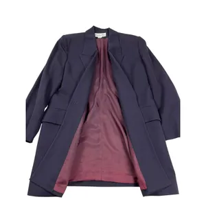 Vintage Christian Dior Navy Blue 100% Wool Longline Blazer Jacket USA 80s thumbnail 6