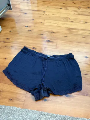 aerie Navy pajama silk like lace trim Shorts thumbnail 4
