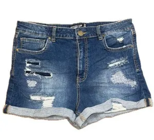 Design Lab Distressed Denim Shorts Cuffed Dark Wash EUC Size 31 thumbnail 1