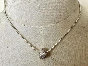 Silver tone rhinestone bead necklace thumbnail 1