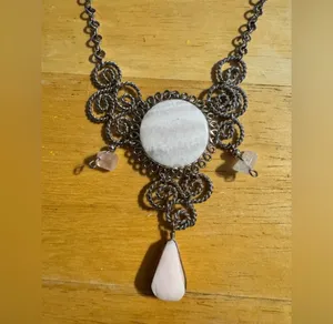 Statement Silver Tone Quartz Necklace thumbnail 2