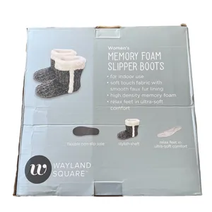 Memory Foam Slipper Boots Set With Gloves Gift Set Gray thumbnail 3