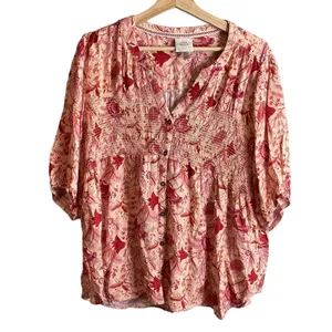 Knox rose smocked floral bohemian top thumbnail 1