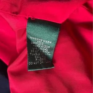 LRL Lauren Ralph Lauren Jacket Medium Navy Red Hooded Lined Nautical Windbreaker thumbnail 9