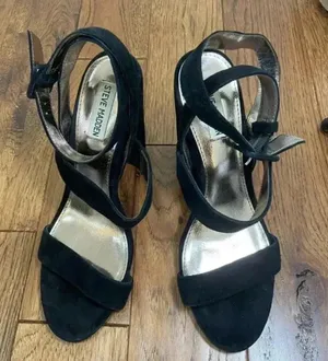 Nine West STEVE MADDEN Canaan Designer Black Suede Strappy Sandals Heels 10M thumbnail 1