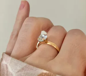 Copper Gold Solitaire Fashion Jewelry Ring “Eve” Neutral Minimal Stacking Simple Jewelry thumbnail 3