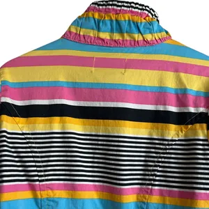 VTG Y2K AMI Women Jacket L Rainbow‎ Stripe Windbreaker Preppy Coastal Travel thumbnail 4