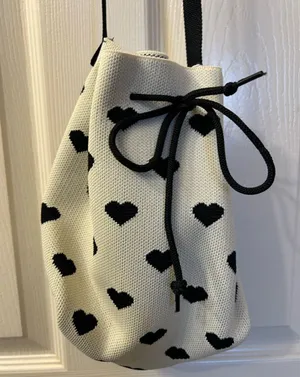 Cross body white with black hearts purse thumbnail 1