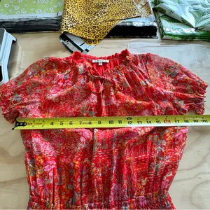 We're All‎ Pretty Girls Boho Summer Floral Elastic Waist Mini Dress Red Small thumbnail 9