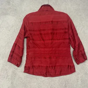 Talbots Shirt Womens 6 Red Linen Cotton Button Up Collared‎ Vintage Shirt thumbnail 6