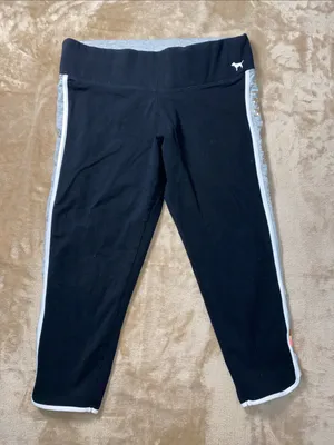 Victoria's Secret Black Leggings Capris with Gray Side Panel sequins thumbnail 3